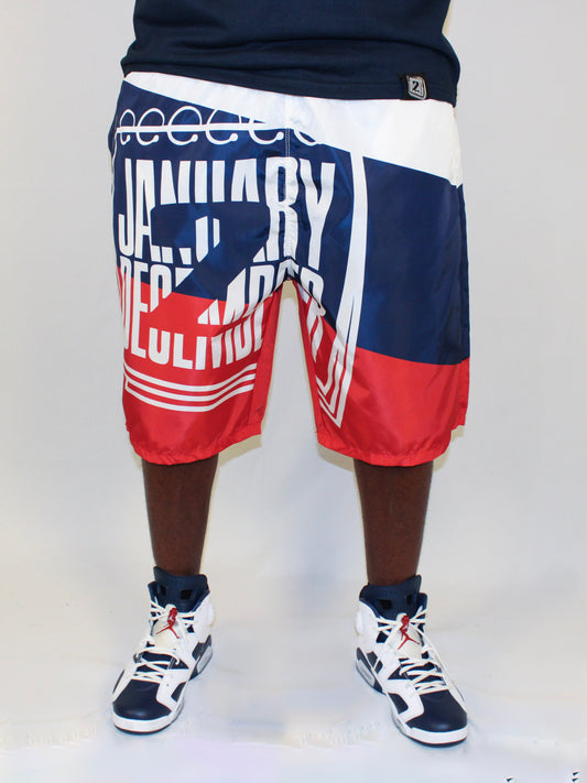 J2D "Independence" Navy/White/Red Nylon Shorts