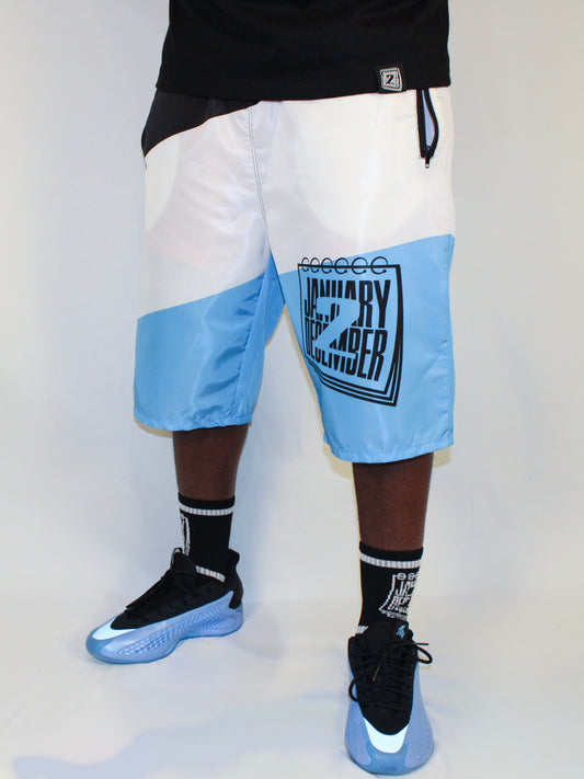 J2D "UNC" Blk/White/Carolina Blue Nylon Shorts