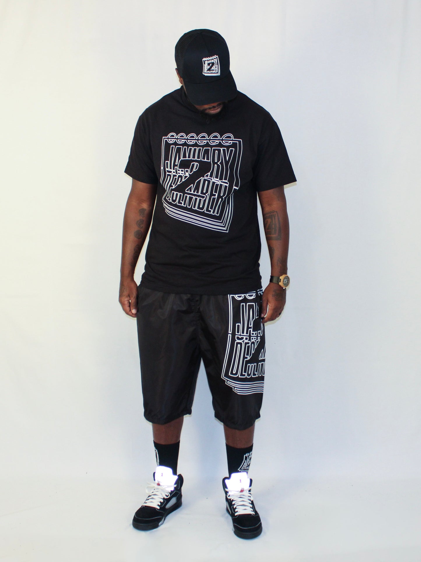 J2D "Business Man" Blk/White Nylon Shorts