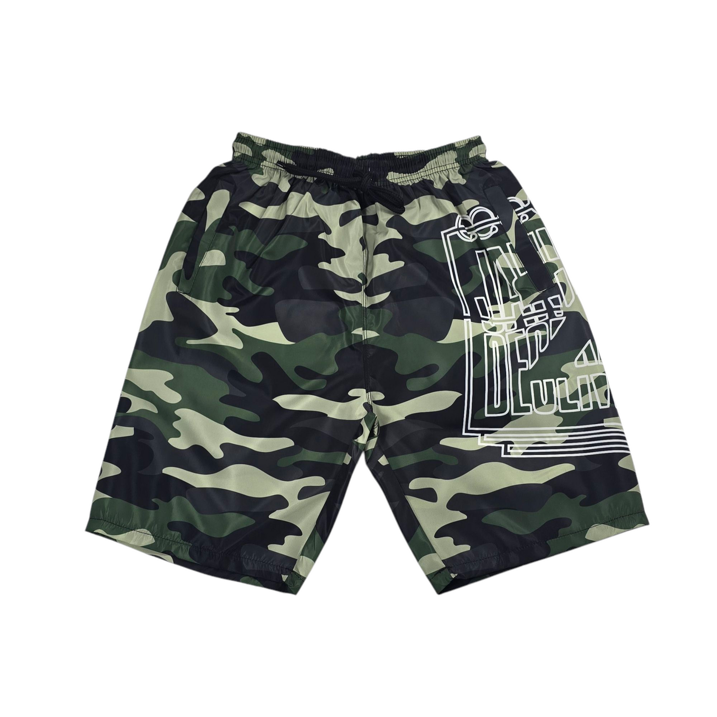 J2D "Soulja Rag" Camo Nylon Shorts