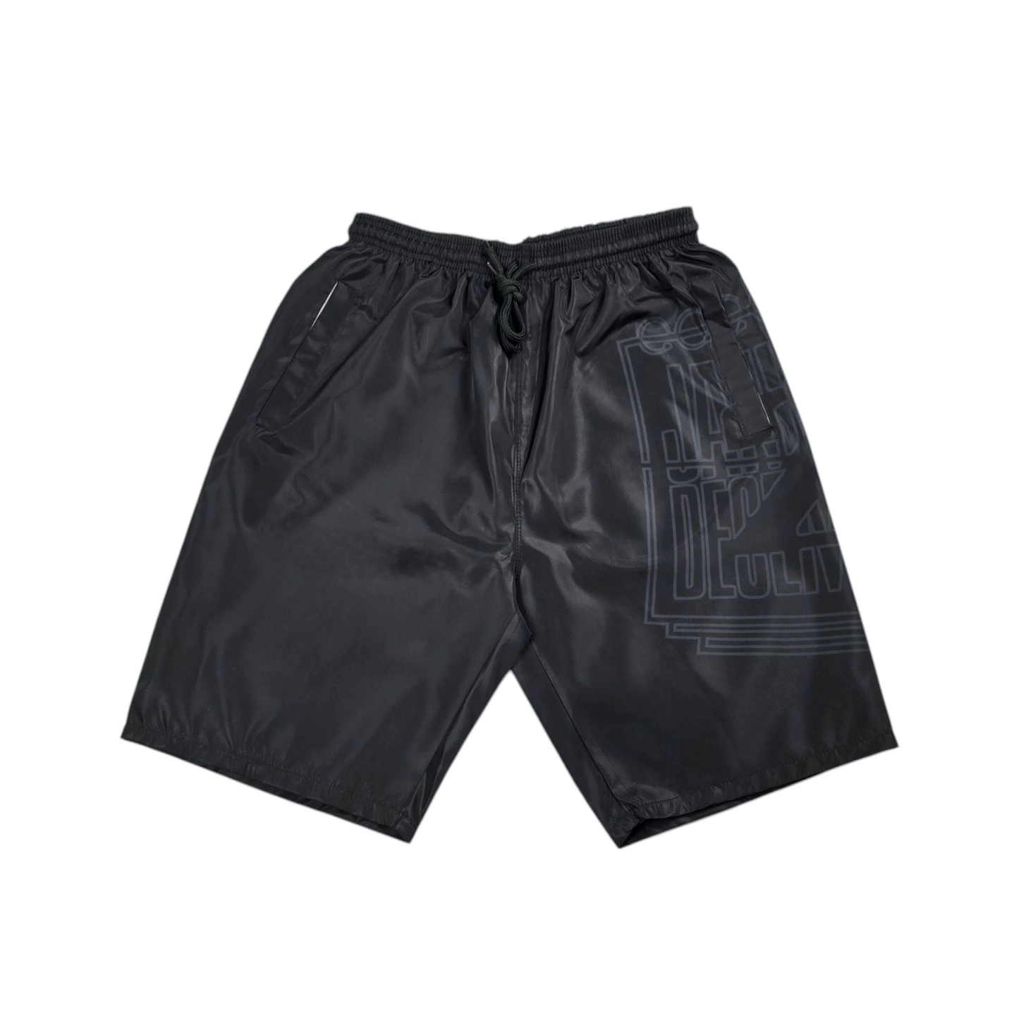 J2D "Trap Out" Blk on Blk Nylon Shorts