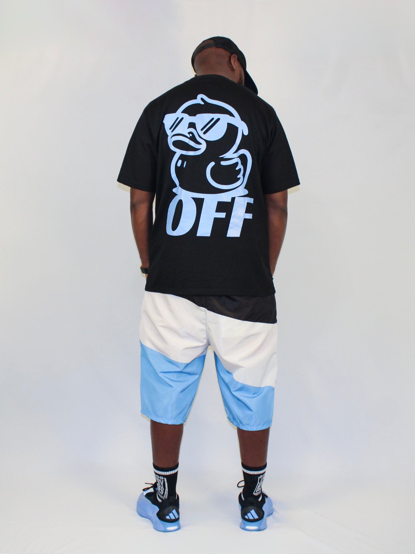 J2D "UNC" Blk/White/Carolina Blue Nylon Shorts