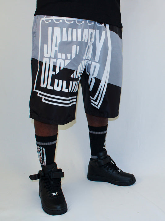 J2D Nylon Shorts - Black/White/Grey