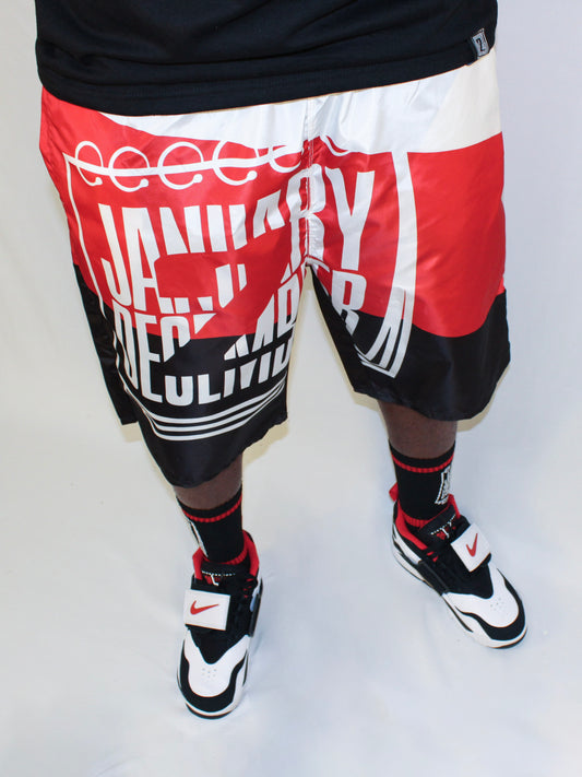 J2D Nylon Shorts - Black/White/Red