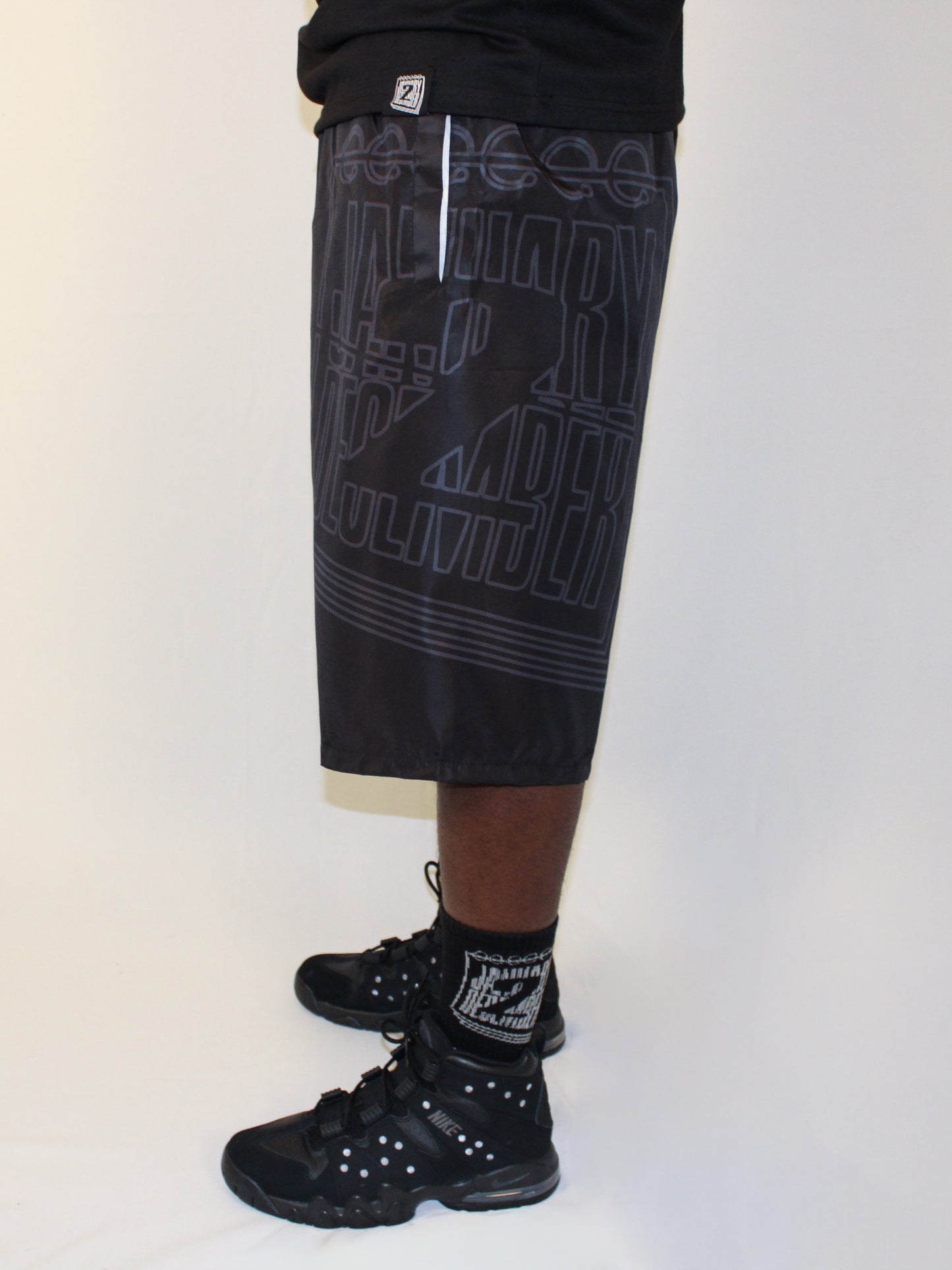 J2D "Trap Out" Blk on Blk Nylon Shorts