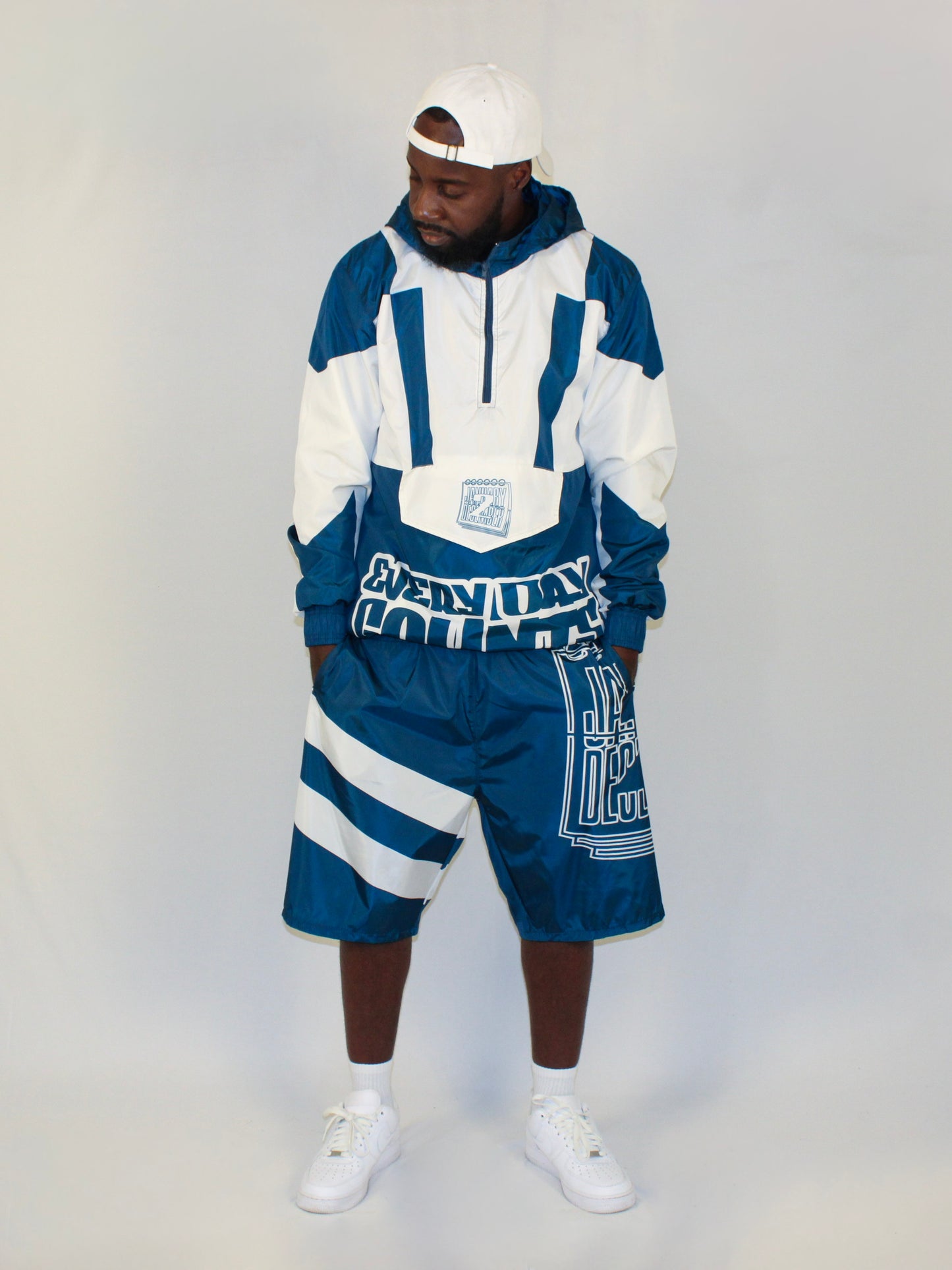 J2D "French Blue" Blue/White Nylon Shorts