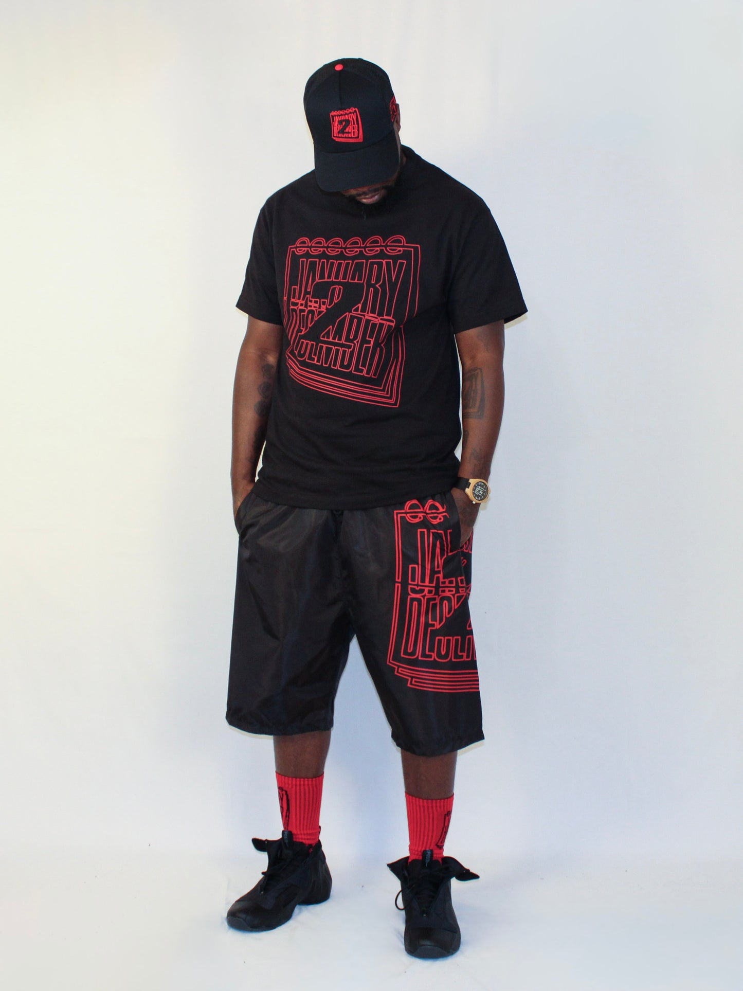 J2D Nylon Coolin Shorts - Black/Red