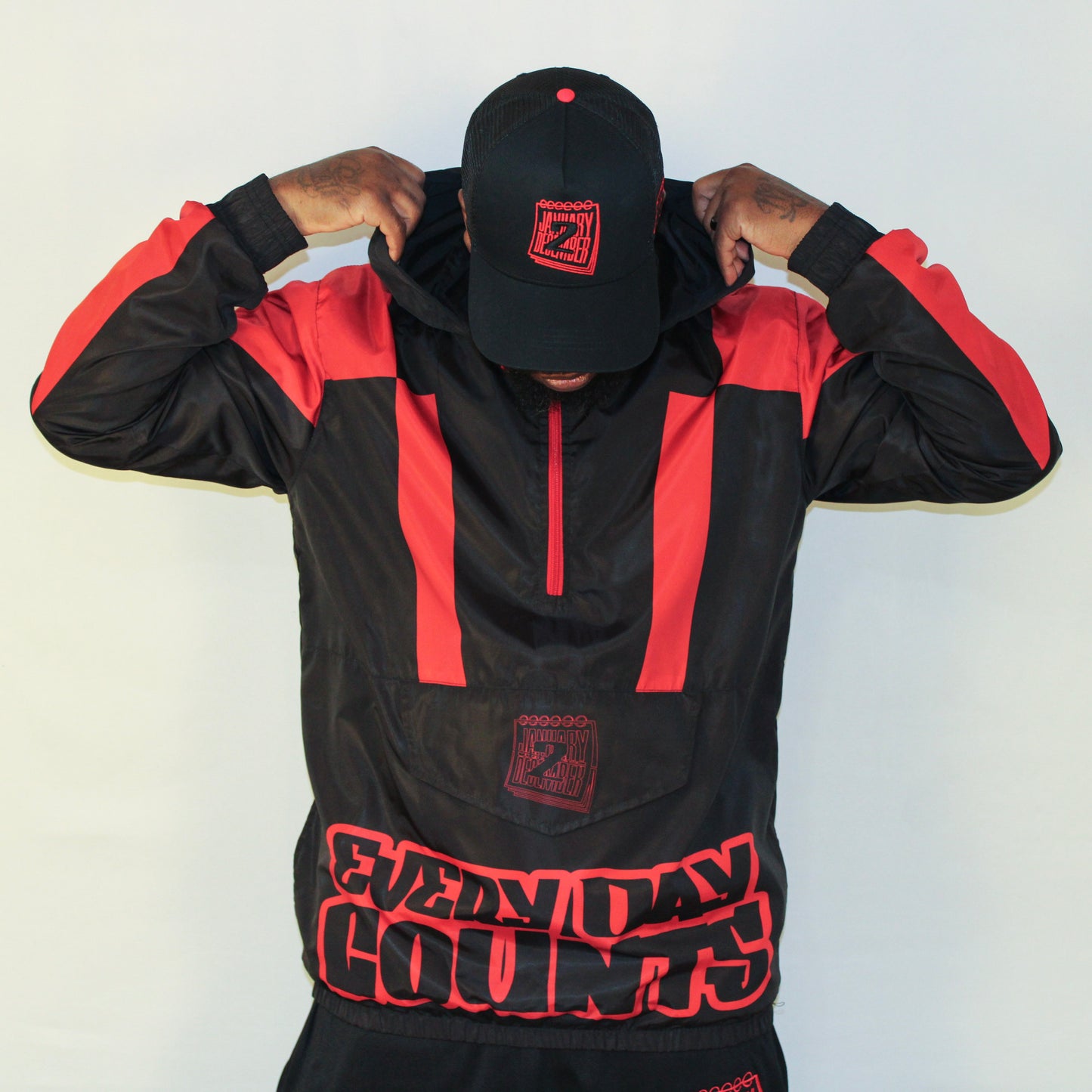 J2D Windbreaker - Black/Red