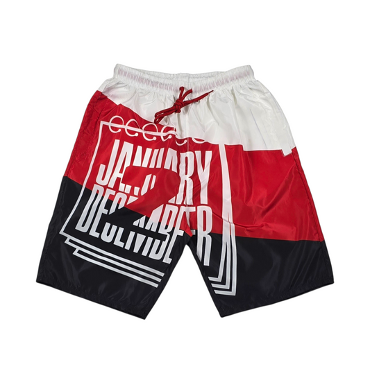 J2D Nylon Shorts - Black/White/Red