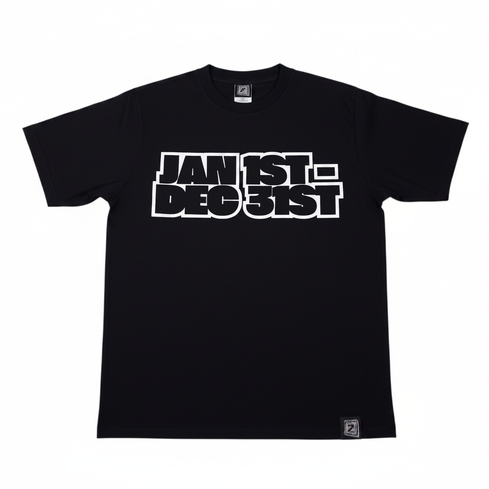 J2D "JAN 1ST - DEC 31ST" Black/White Tee