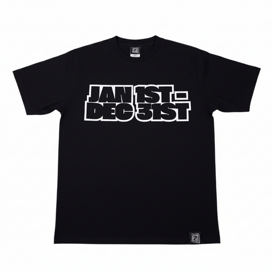 J2D "JAN 1ST - DEC 31ST" Black/White Tee