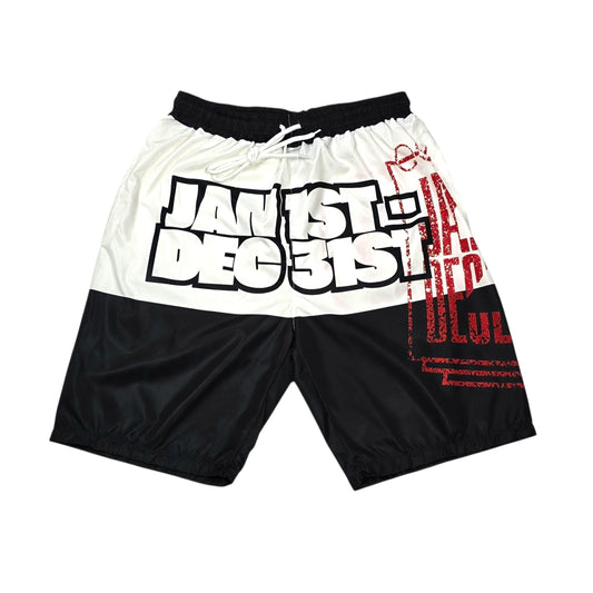 J2D Nylon Shorts - Black/White/Red