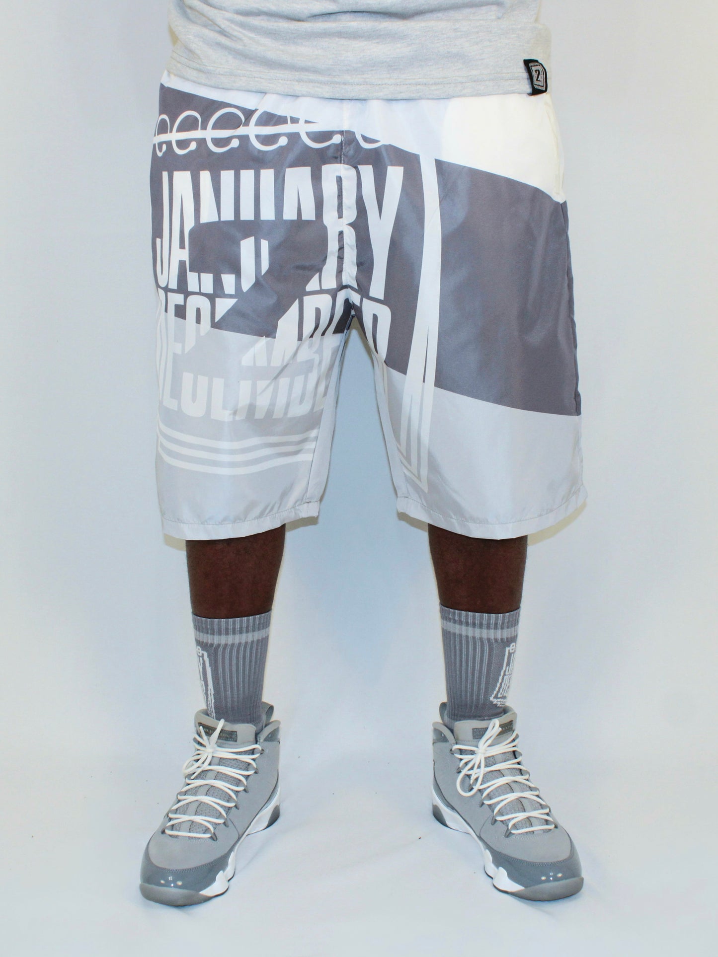 J2D Nylon Shorts - Light Grey/White/Charcoal