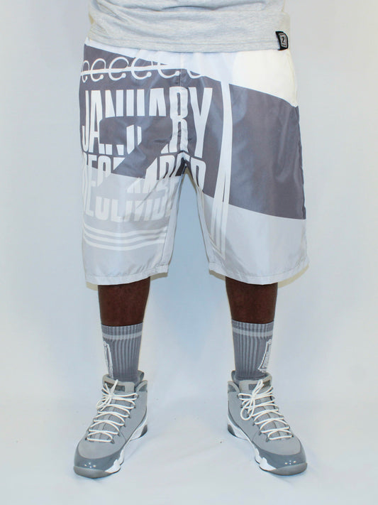 J2D Nylon Shorts - Light Grey/White/Charcoal