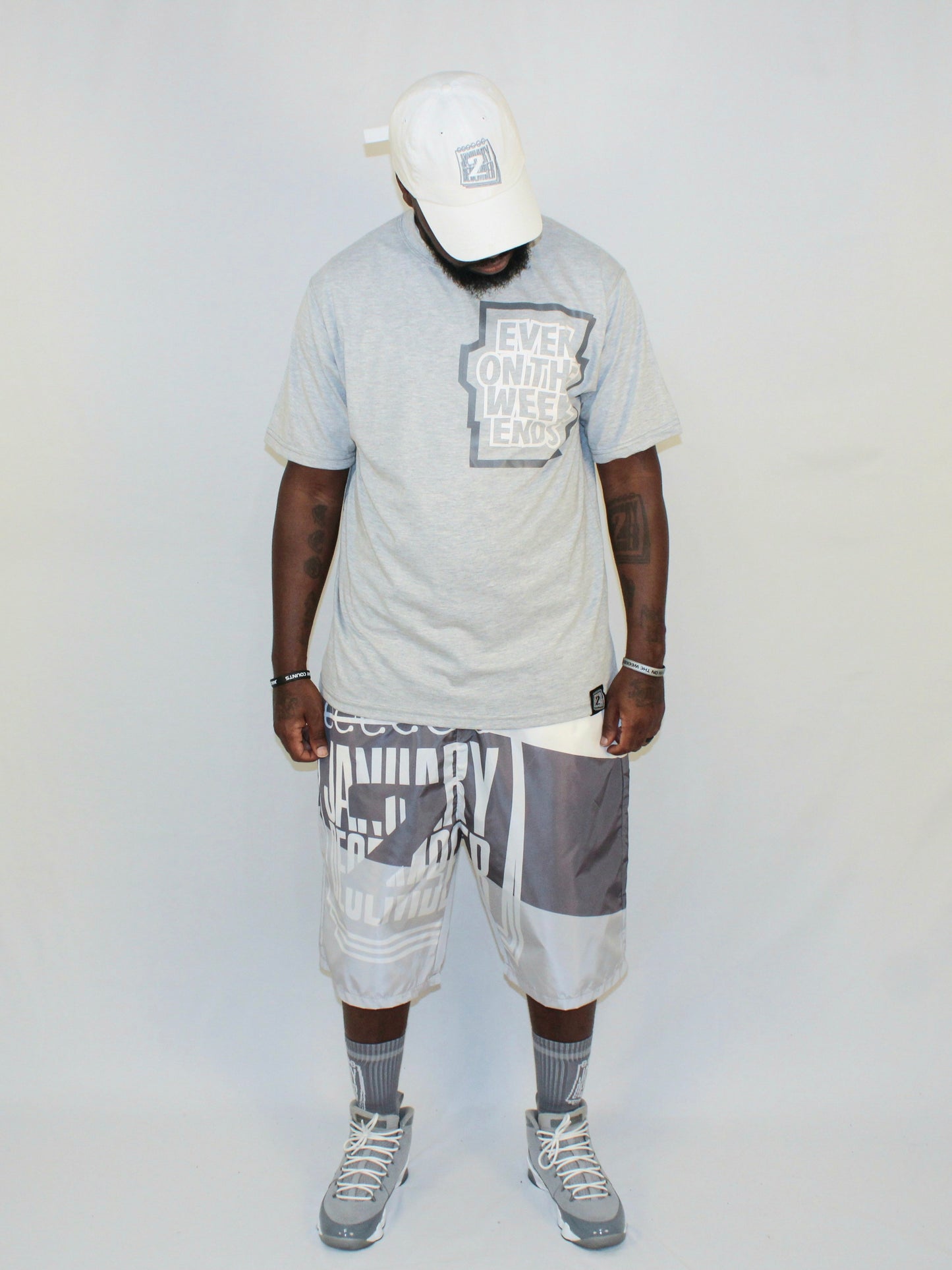 J2D Nylon Shorts - Light Grey/White/Charcoal