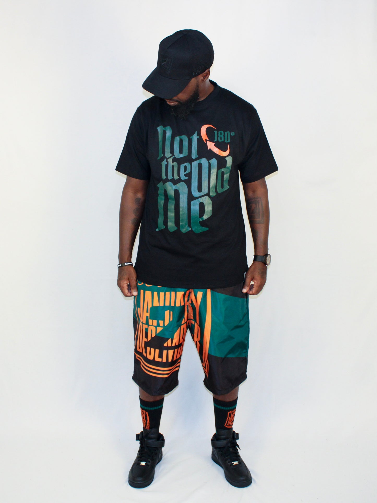 J2D "Not the Old Me" Black/Green/Orange Tee