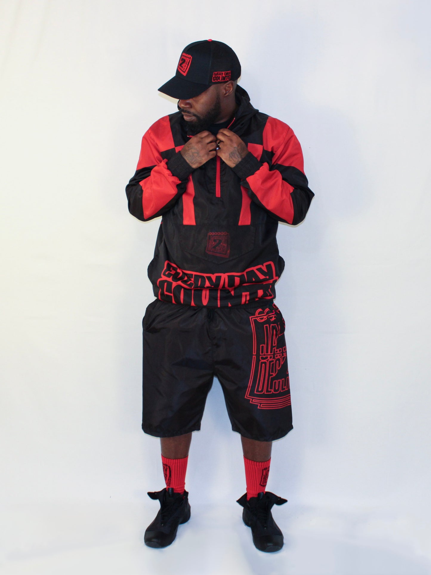 J2D Windbreaker - Black/Red