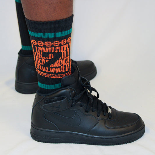 J2D Socks - Black/Green/Orange