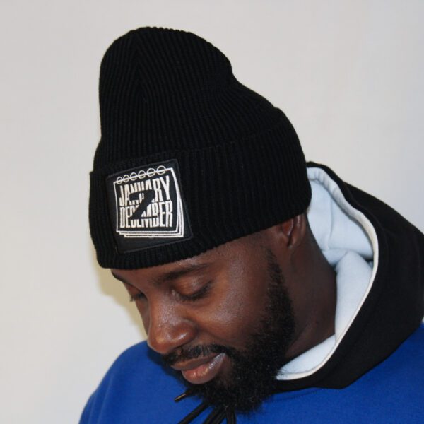 Jan 2 Dec Beanie - Black/White - Image 2