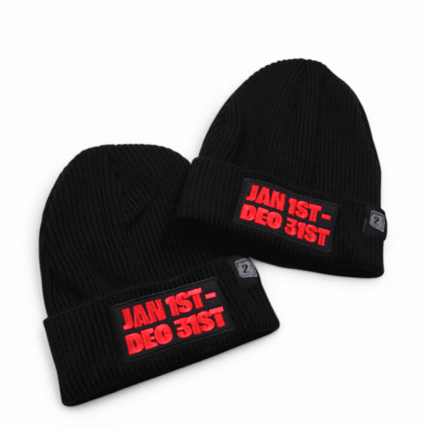 Jan 2 Dec Beanie - Black/Red